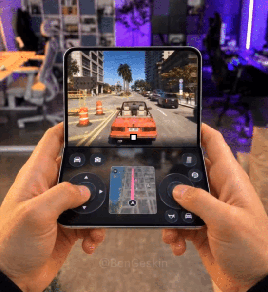 博主制作概念视频展示iPhone Duo双屏玩《GTA6》设想