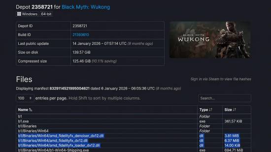 玩家在SteamDB发现《黑神话：悟空》含AMD FidelityFX组件文件