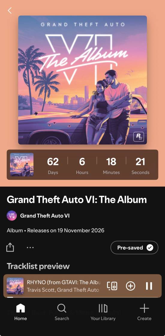 Rockstar公布《GTA6》原声专辑 六首单曲先行上线