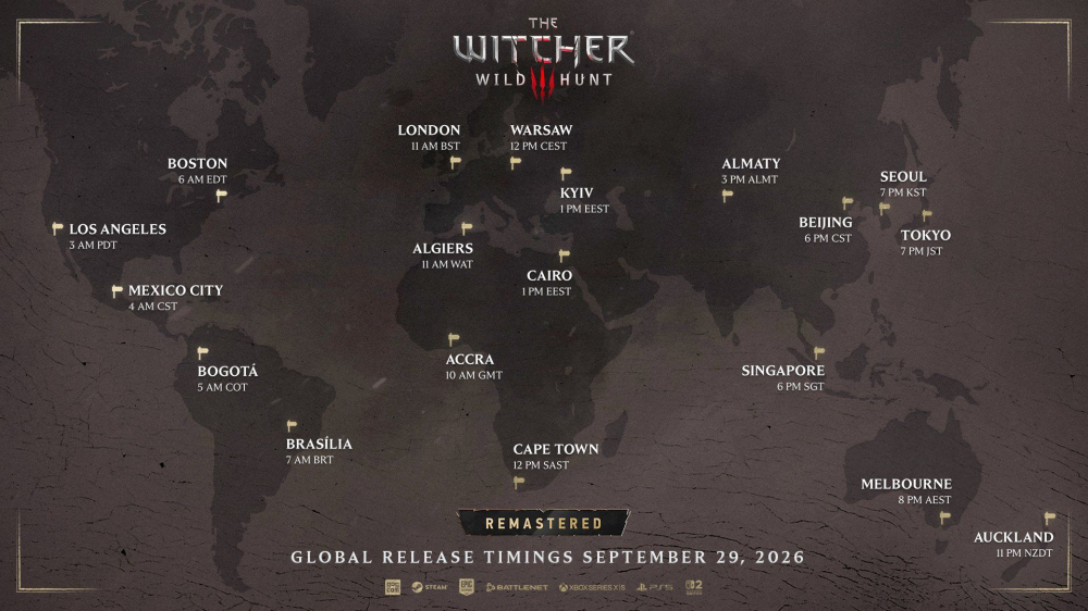 《巫师3：重制版》9月29日全球同步上线，UTC上午10点解锁