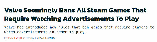 微软申请游戏内插广告专利引发争议，Steam政策明确禁止广告