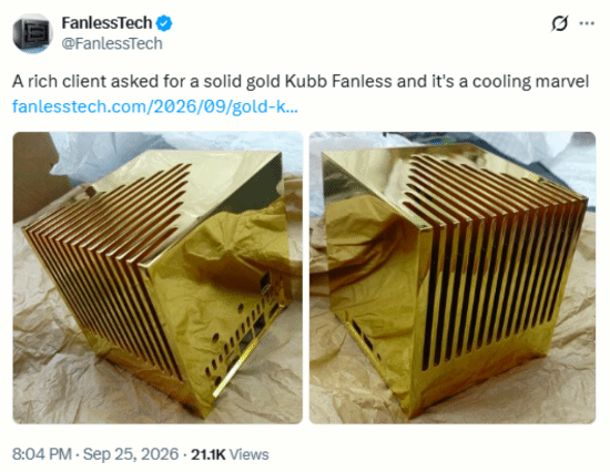 法国厂商Kubb打造24K纯金迷你主机，售价170万美元