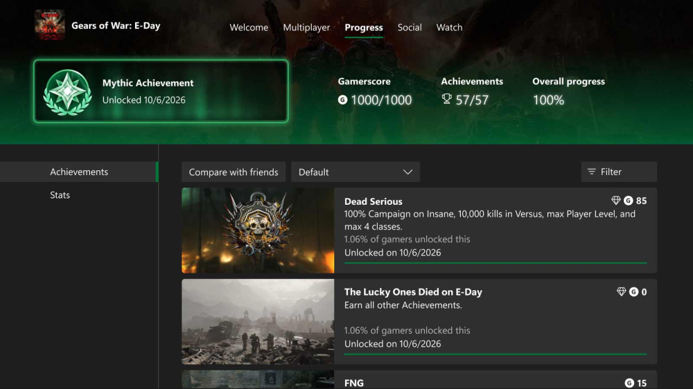 Xbox 神话成就今日起向 Insider 推送，可追溯历史记录