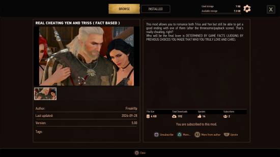 《巫师3：狂猎 重制版》PS5出现叶奈法与特莉丝出轨Mod，可保留好结局