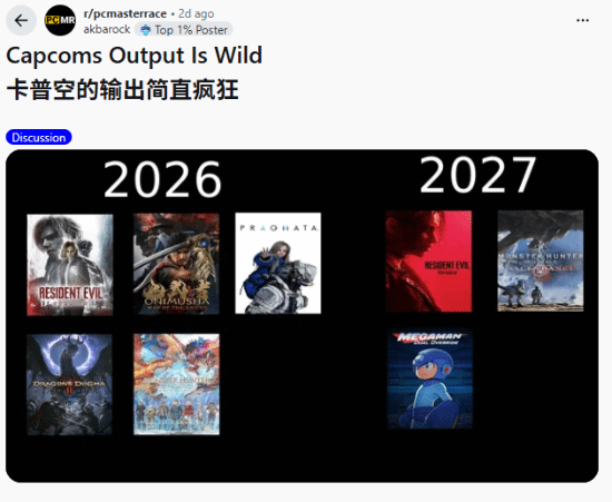 玩家盘点卡普空2026至2027年新作阵容，引发产量与质量讨论