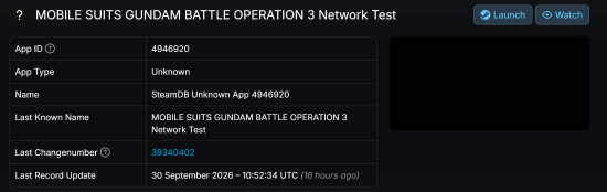 《机动战士高达 激战任务3》网络测试版本现身SteamDB