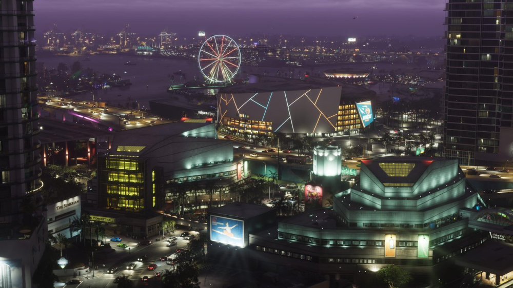 GTA 6 点亮迈阿密卡塞亚中心，宣传标语