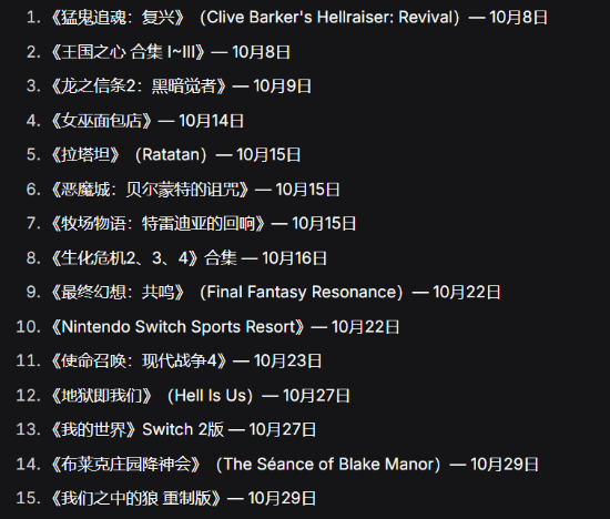 Switch与Switch 2十月迎15款新作 《使命召唤：现代战争4》10月23日登陆