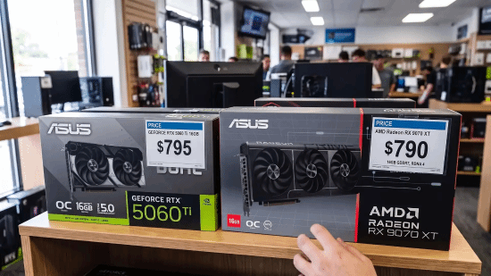 美国市场RX 9070 XT与RTX 5060 Ti 16GB售价几乎持平，差价仅约5美元