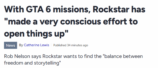 Rockstar 谈《GTA6》任务设计：扩大自由度，兼顾叙事引导