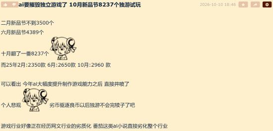 10月Steam新品节独立游戏试玩达8237个 玩家热议AI对独游生态影响