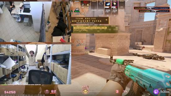 主播k0lixx边工作边玩CS2片段走红，接待顾客后拿下残局