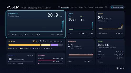 越狱PS5可原生运行AI模型，27B模型达每秒20 token