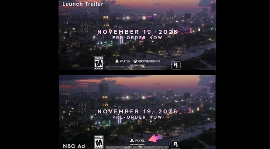 《GTA6》电视广告结尾仅出现PS5标志，未提Xbox