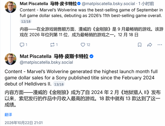 Circana：9月美国PS5销量同比涨22%，《漫威金刚狼》登顶软件榜