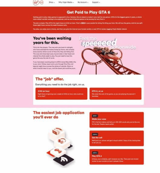 Virgin Media招募爱尔兰玩家试玩GTA6八小时 报酬近900美元