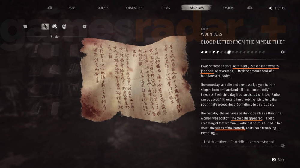 《影之刃零》Gentle Thief三问答案：蝴蝶发簪与玉带