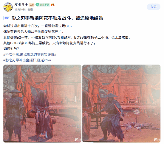 《影之刃零》玩家遇支线卡死BUG：